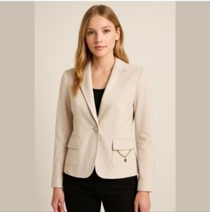 PATRIZIA PEPE | Micro suede blazer neutral oatmeal cream sz 6